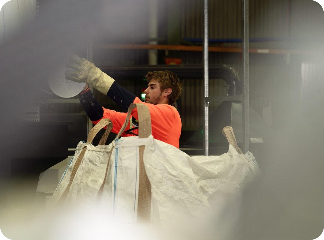 Modern public building facade with blue panels